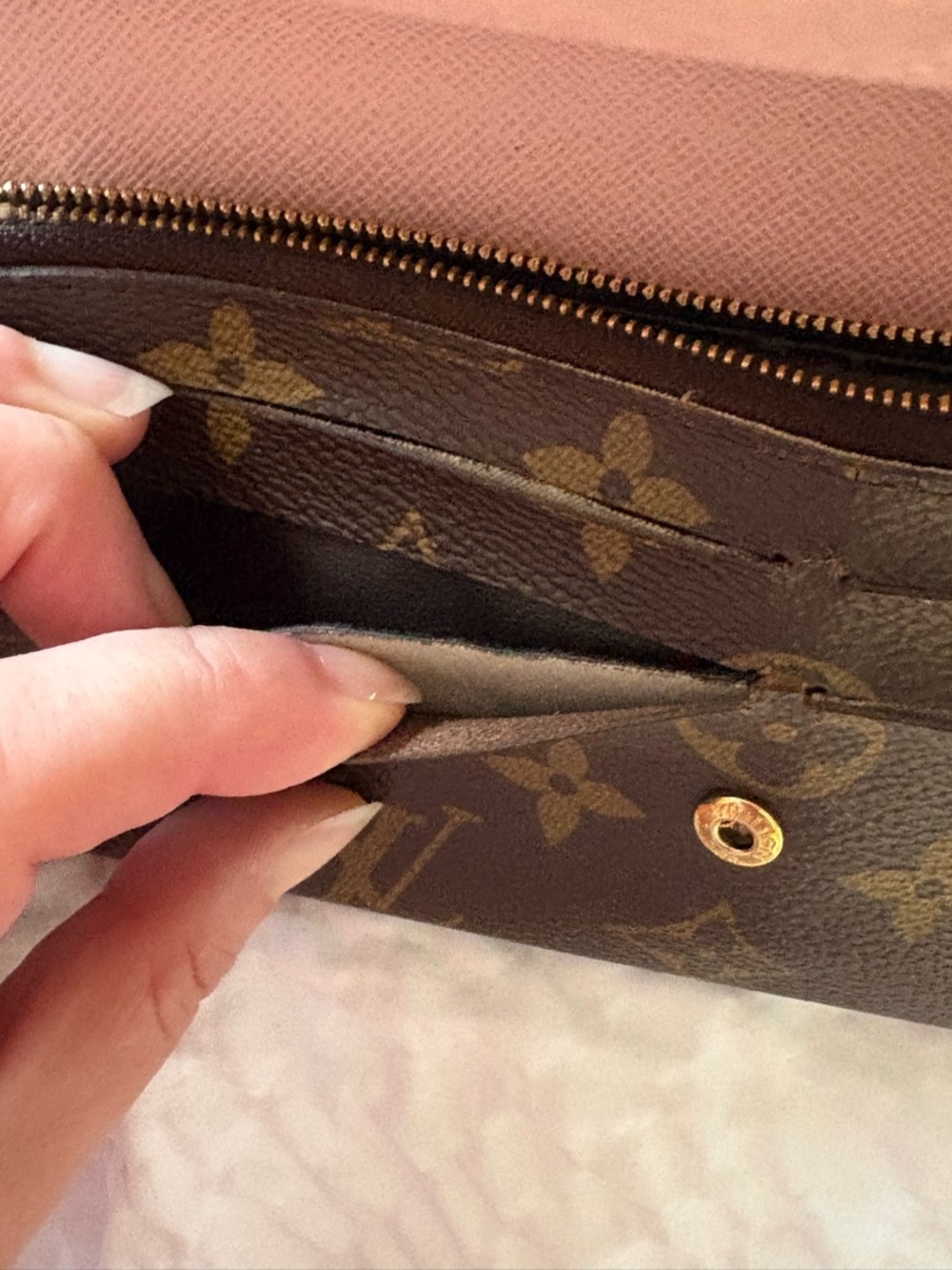 Auth Louis Vuitton Emilie Wallet Rose Ballerine - Picture 10 of 13